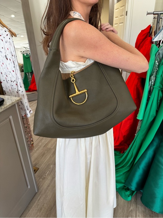 Gucci Handbags - Gucci Olive Green Softbit Maxi Shoulder Large Leather Bag
